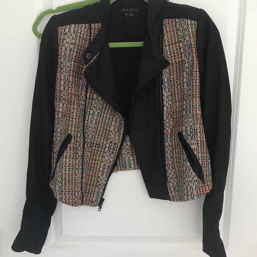 Theory Leather Jacket with Tweed